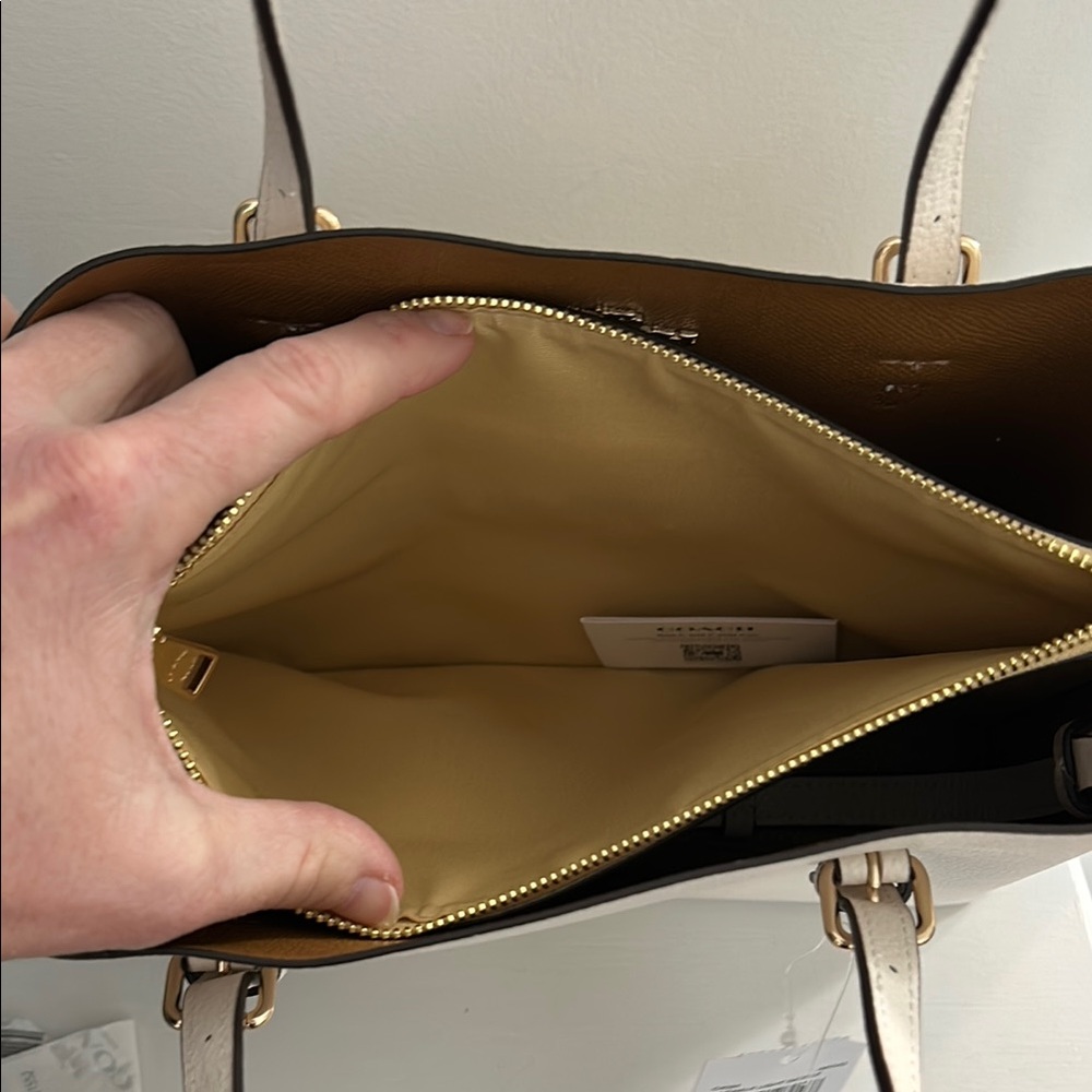 Coach Cream Tote Bag with Textured Leather and Silver Hardware - Picture 5 of 5
